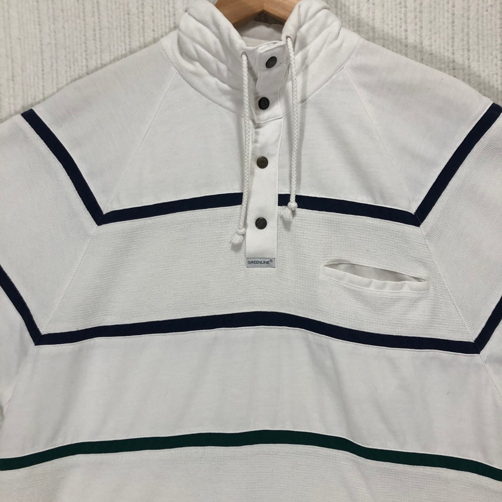 Greenline International Mens White‎ Short Sleeve Striped Polo Shirt Size XL